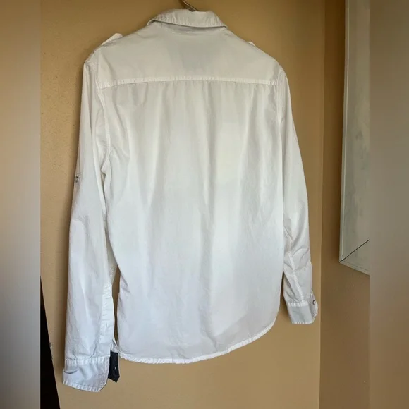 Calvin Klein Jeans White Lightweight Button-Up Shirt. 100% cotton - Picture 5 of 16